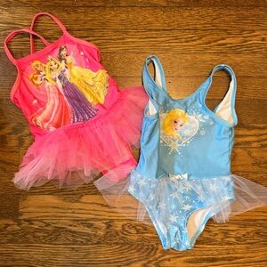 (2) Disney Girls' Princess Tutu Swimsuit - Pink & Blue size 3T